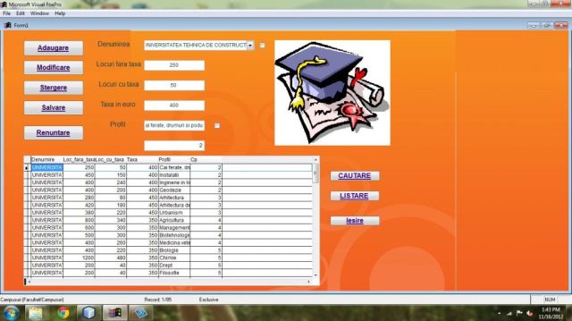 Atestat FoxPro Campus Universitar