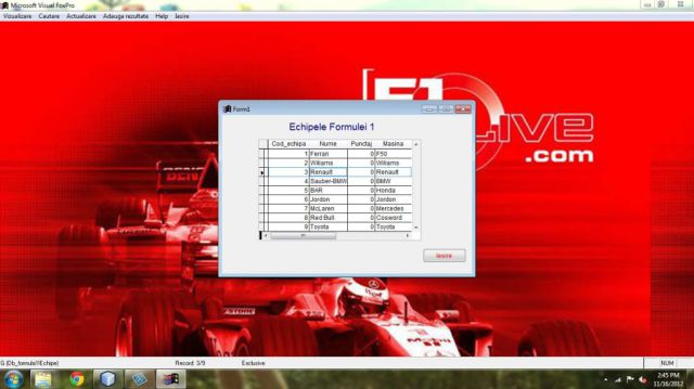 Atestat FoxPro Formula 1