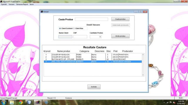 Atestat FoxPro Gestiune Magazin De Bijuterii