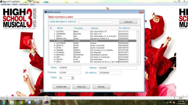 Atestat FoxPro Gestiunea Unui Liceu
