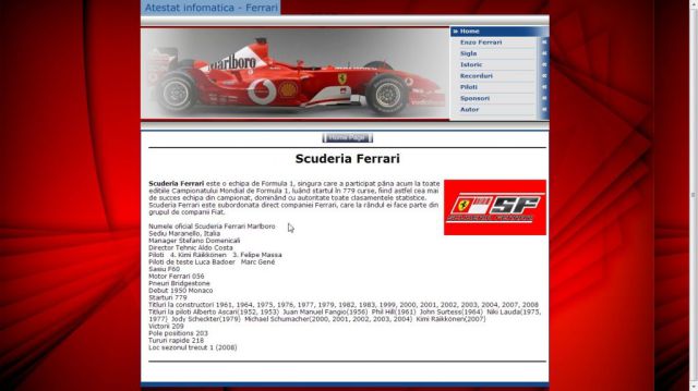 Atestat HTML Ferrari