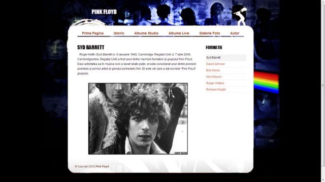 Atestat HTML Pink Floyd