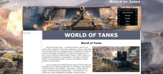 Atestat HTML Jocul World Of Tanks